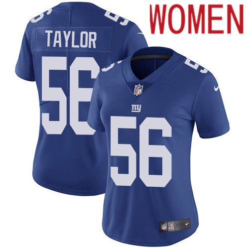 Women New York Giants #56 Lawrence Taylor Nike Blue Vapor Limited NFL Jersey->women nfl jersey->Women Jersey